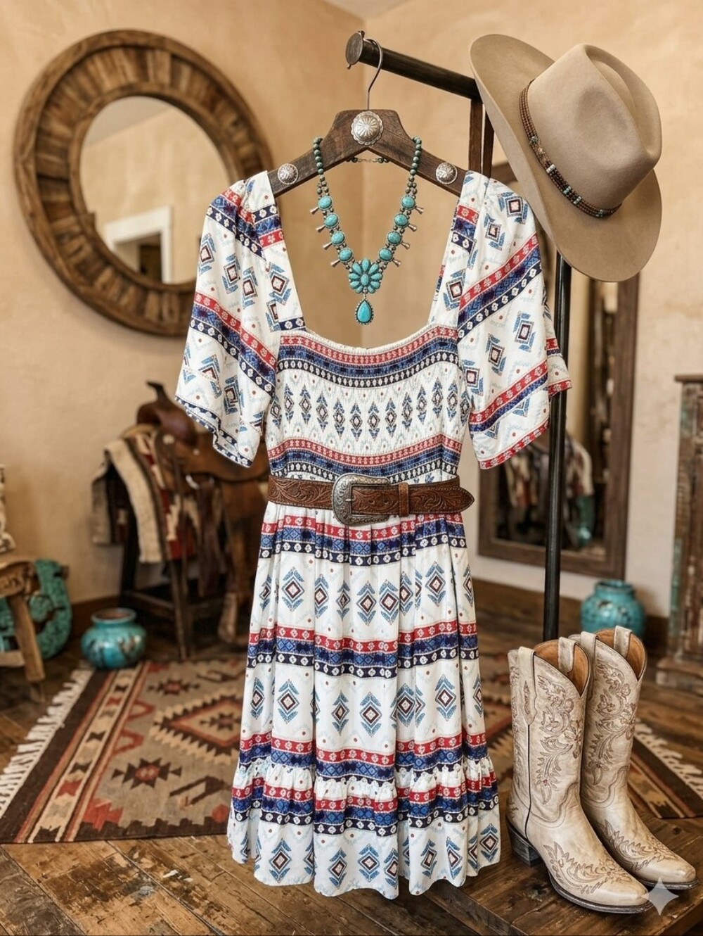 NWT Threadgrit Women's 2XL Boho Smocked Square Neck Flutter Sleeve Sundress
